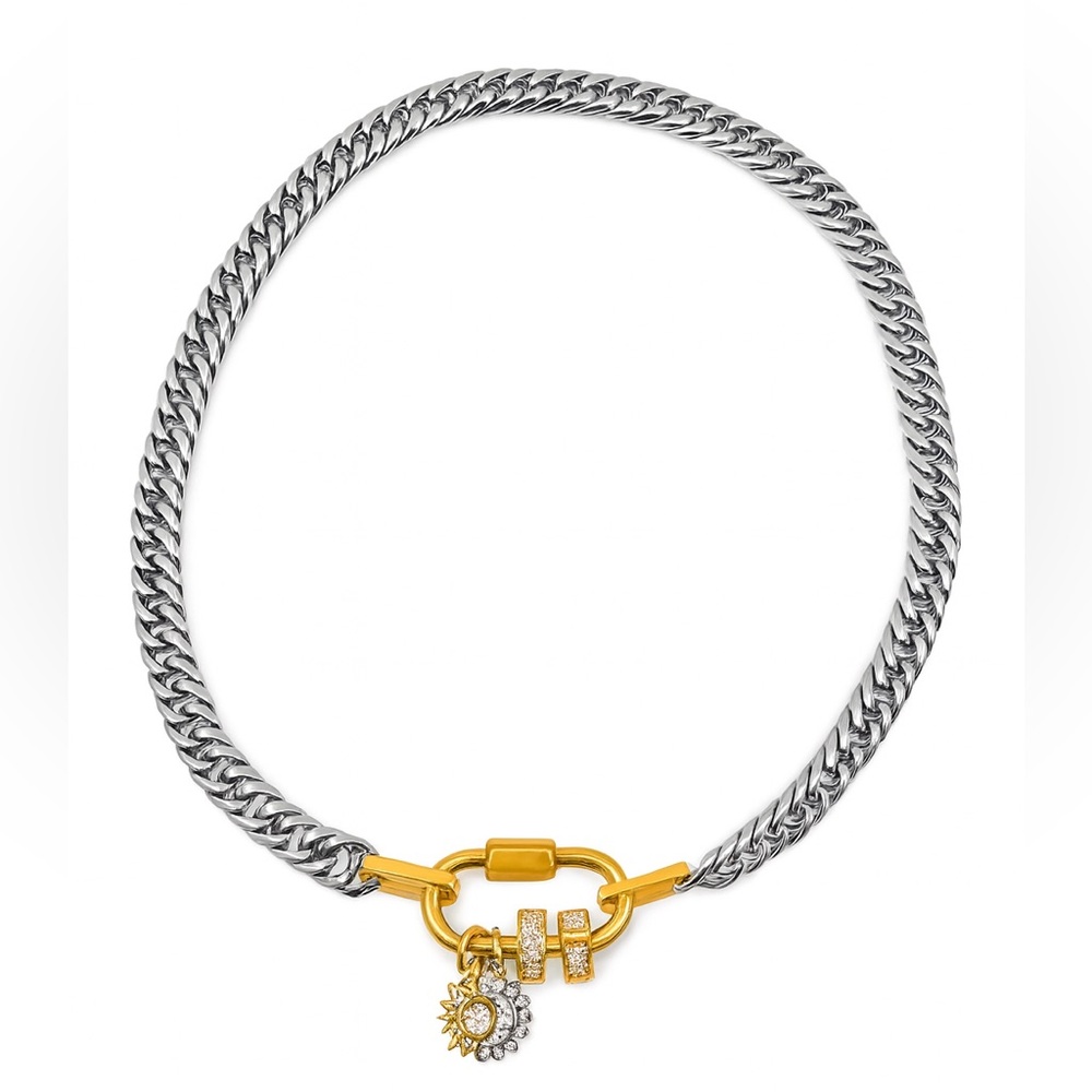 ✨ NEW 18K Gold Plated Two-Tone Cuban Chain Necklace with Charms – Alana J✨ - Picture 3 of 7